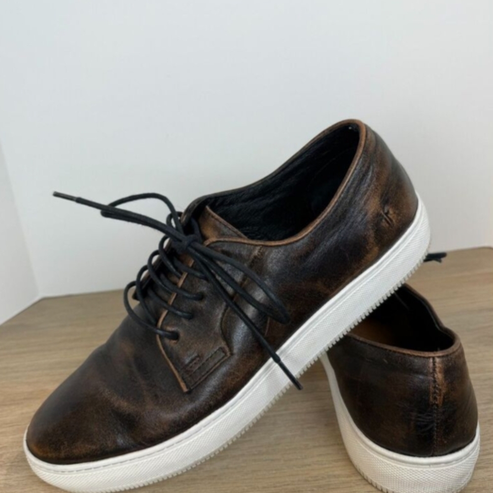 Frye Men's Size 9.5D Black Leather Sneakers Shoes Lace Up Fashion